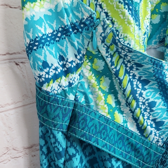 Athleta Pack Everywhere Packable Halter Dress in Blue Abstract 406747 Size 6 - Picture 7 of 11